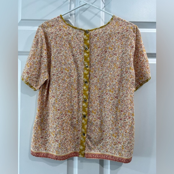 Madewell Micro Floral Button Back Peasant Blouse Size S Cottage Hippie Boho Top - Picture 2 of 8